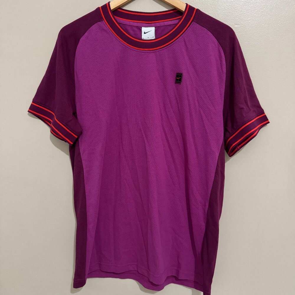 Nike Court Heritage Tennis Top Men's Size M Magenta Fuchsia FN0318-518 NEW